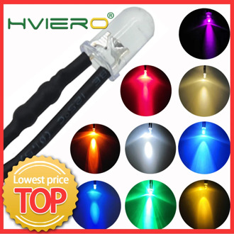 1Pcs F5 5mm Round 20cm Pre Wired DC 12V LED Lamp Light Bulb White Red Blue Green Yellow White Warm White Diode Emitting Diodes