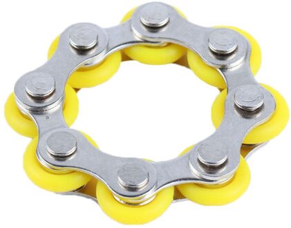 1Pcs Fietsketting Fidget Speelgoed Decompressie Keten Relief Druk Speelgoed Ontluchting Speelgoed Sleutelhanger Stress Relief Speelgoed Voor Volwassen geel