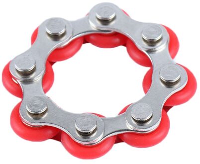 1Pcs Fietsketting Fidget Speelgoed Decompressie Keten Relief Druk Speelgoed Ontluchting Speelgoed Sleutelhanger Stress Relief Speelgoed Voor Volwassen rood