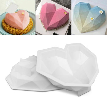 1pcs Food Grade Molds 3D Diamond Love Heart Shape Silicone Molds for Baking Sponge Chiffon Mousse Dessert Cake Molds
