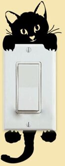 1Pcs Funny Kitten Kind Slaapkamer Schakelaar Cover Kamer Decor On-Off Sticker Lichtgevende Schakelaar Outlet Stickers Op De muur Muurschilderingen