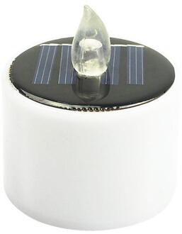 1Pcs Geel Vlamloze Kaars Vorm Zonne-energie Led Votive Waxinelichtjes Vlamloze Rechargbale Candlestea Lichten