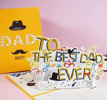 1Pcs Gelukkig Vaders Dag Card 3d Pop-Up Verjaardag Kaarten Voor Vader Handgemaakte Wenskaart Met Envelop Vaders Dag