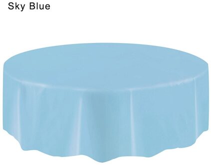 1Pcs Grote Ronde Plastic Ronde Tafel Dekken Doek Wegwerp Party Tafelkleed Cover Bruiloft Verjaardag Party Tafel Dekken # T2P lucht blauw