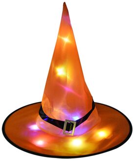 1Pcs Halloween Heks Hoed Met Led Licht Gloeiende Opknoping Decor Suspension Boom Gloeiende Hoed Voor Kids Feestartikelen oranje