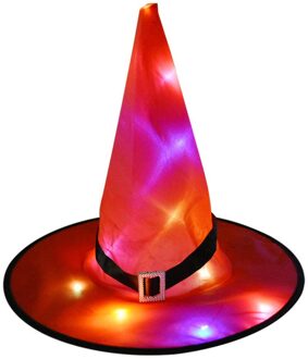 1Pcs Halloween Heks Hoed Met Led Licht Gloeiende Opknoping Decor Suspension Boom Gloeiende Hoed Voor Kids Feestartikelen rood