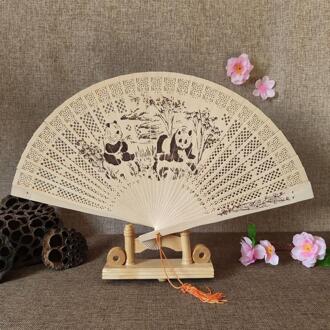 1Pcs Hand-Made Antieke Ambacht Fan Vintage Hollow Wierook Hout Dame Vouwen Fans Chinese Stijl Houtsnijwerk Afdrukken decoratie