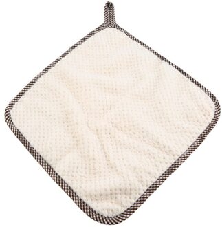 1Pcs Hangable Coral Fleece Handdoek, Keuken Schuursponsje, Absorberende Rag, Vaatdoek, schoonmaakdoekje, Lui Rag beige