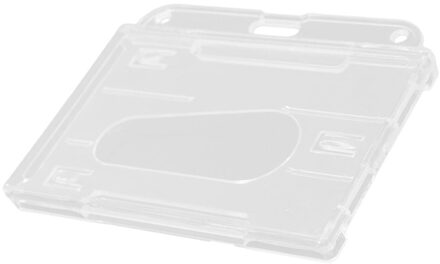 1Pcs Hard Plastic Dubbele Geconfronteerd Kaarthouder Transparant Clear Horizontale Id Badge Houders Card Cover Gemakkelijke Toegang Duim notch