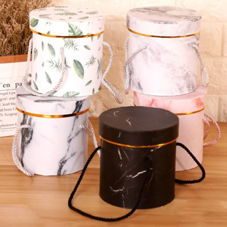 1Pcs Hat Boxes Marble Romantic Round Boxes Flower Packaging Wedding Party Gift Storage Box Party Candy Holding Gift Can