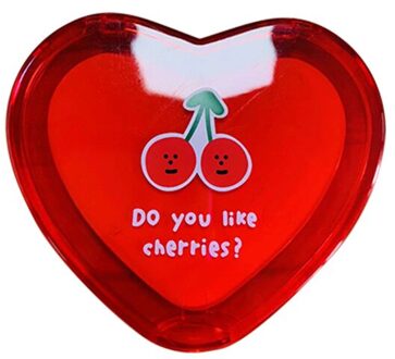 1Pcs Heart Shaped Cherry Mini Make-Up Spiegel Compact Pocket Spiegel Draagbare Dubbelzijdige Vouwen Cosmetische Spiegel Vrouwen