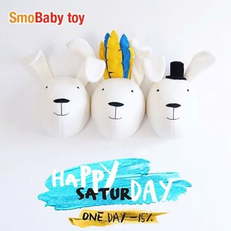 1Pcs Heldere Muur Mount Leeuw/Olifant/Giraffe Knuffels Kinderen Kinderkamer Muur Opknoping Home Decoratie Verjaardag 1stk konijn