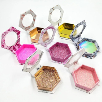 1Pcs Hexagon False Eyelash Packaging Box 10mm-25mm 3D Mink eyelashes Boxes Lash strip Empty Case