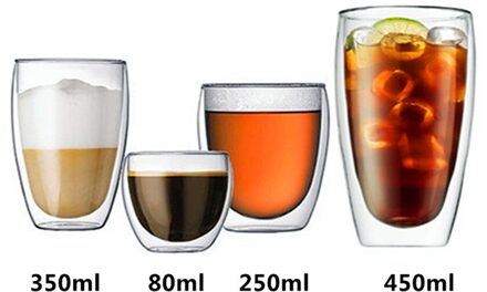 1Pcs Hittebestendig Helder Glas Dubbele Wand Koffiekopjes Thee Wijn Mokken Met Bamboe Deksel Vruchtensap Vodka whisky Borrelglas 350ml