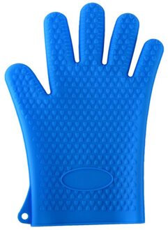 1Pcs Hittebestendige Siliconen Keuken Barbecue Oven Handschoen Koken Bbq Grill Handschoen Oven Mitt Bakken Handschoen blauw
