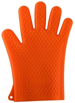 1Pcs Hittebestendige Siliconen Keuken Barbecue Oven Handschoen Koken Bbq Grill Handschoen Oven Mitt Bakken Handschoen oranje