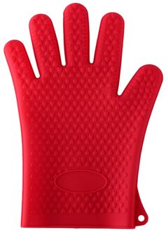 1Pcs Hittebestendige Siliconen Keuken Barbecue Oven Handschoen Koken Bbq Grill Handschoen Oven Mitt Bakken Handschoen rood