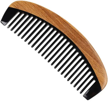1Pcs Horn Comb Sandalwood 21 Teeth Detangling Anti-Static Hair Comb for Indoor Outdoor Home Travel Use