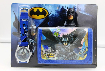 1pcs Hot sale! Wholesale New Lot Batman sets cartoon kids part Set watch kids Wristwatch and wallet purse student gift watch