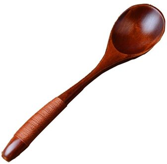 1Pcs Houten Lepel Bamboe Keuken Koken Gebruiksvoorwerp Tool Soep Vintage Japanse Stijl Theelepel Catering 17*4*1cm bruin