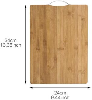 1Pcs Houten Snijplank Bamboe Vierkante Hangable Snijplank Keuken Koken Snijplank Dikke Natuurlijke Snijplank 34x24cm