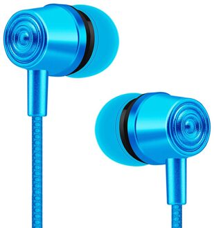 1Pcs In-Ear Wired Oortelefoon Hifi Stereo Oordopjes Bass 3.5Mm Oortelefoon Met Microfoon Sport Muziek Headset Universele voor Mobiele Telefoon blauw