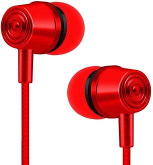 1Pcs In-Ear Wired Oortelefoon Hifi Stereo Oordopjes Bass 3.5Mm Oortelefoon Met Microfoon Sport Muziek Headset Universele voor Mobiele Telefoon Rood