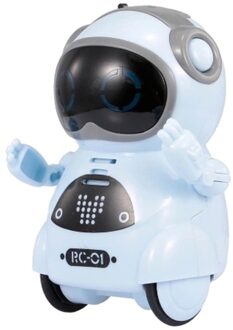 1Pcs Intelligente Mini Pocket Robot Lopen Muziek Dans Speelgoed Licht Spraakherkenning Gesprek Herhalen Smart Interactieve Kids Blauw