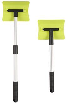 1Pcs Intrekbare Winter Auto Sneeuw Schop Sneeuw Reiniging Glas Ijsvrij En Glazuur 180 Graden Draaibare Aluminium Ijskrabber groen