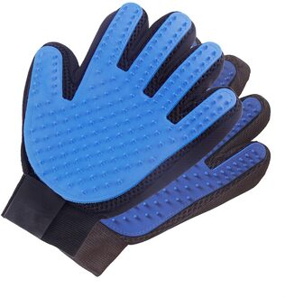 1Pcs Kat Handschoenen Huisdier Producten Pvc Naald Stof Handschoen Voor Hond Grooming En Katten Verwijderen Float Haar Pet Grooming handschoen blauw links