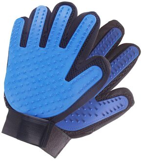 1Pcs Kat Handschoenen Huisdier Producten Pvc Naald Stof Handschoen Voor Hond Grooming En Katten Verwijderen Float Haar Pet Grooming handschoen blauw rechtsaf