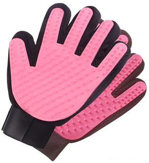 1Pcs Kat Handschoenen Huisdier Producten Pvc Naald Stof Handschoen Voor Hond Grooming En Katten Verwijderen Float Haar Pet Grooming handschoen roze links