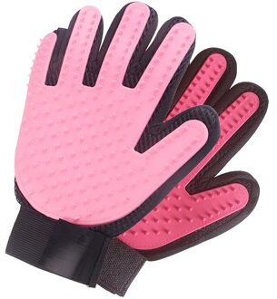 1Pcs Kat Handschoenen Huisdier Producten Pvc Naald Stof Handschoen Voor Hond Grooming En Katten Verwijderen Float Haar Pet Grooming handschoen roze rechtsaf