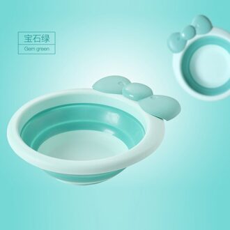 1Pcs Kawaii Roze Boog Plastic Wastafel Meisjes Leuke Huishoudelijke Opvouwbare Emmer Peuter Baby Voet Gezicht Reiniging Wassen Wastafel groen