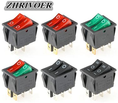 1PCS KCD8 6PIN 16A 250V 20A 125V Double Light Switch Rocker Switch Waterproof ON-OFF KCD6 Boat Power Switch