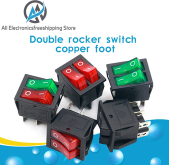 1PCS KCD8 6PIN 16A 250V 20A 125V Double Light Switch Rocker Switch Waterproof ON-OFF KCD6 Boat Power Switch