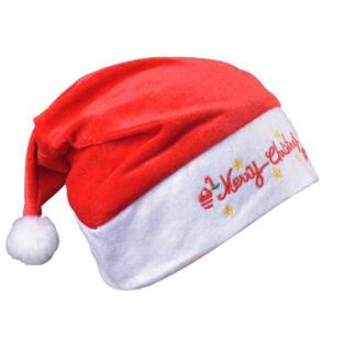 1Pcs Kerst Hoed Kerst Kerstman Pleuche Borduurwerk Pluche Hoed Xmas Supply Party Decoratie Jaar Letters