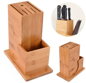 1Pcs Keukenmes Houder Hout Bamboe Keuken Gebruiksvoorwerp Houder Blok Opslag Plank Rack Organizer Keuken Tool Accessoires