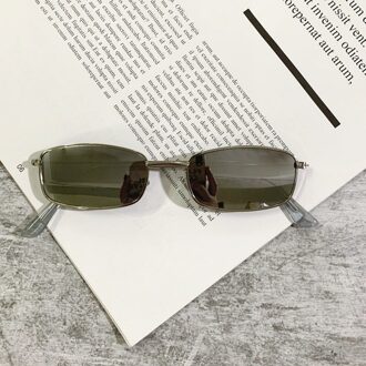 1Pcs Kleine Vintage Retro Shades Rechthoek Zonnebril UV400 Metalen Vierkante Frame Clear Lens Zonnebril Eyewear Mannen Vrouwen Goggles