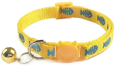 1Pcs Kleurrijke Dierbenodigdheden Kat Kraag Met Bell Verstelbare Gesp Kraag Kat Dierbenodigdheden Kat Accessorie Kraag Kleine Hond kraag geel