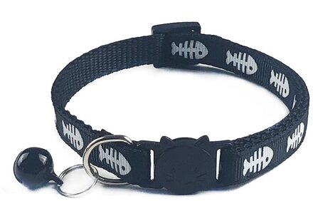 1Pcs Kleurrijke Dierbenodigdheden Kat Kraag Met Bell Verstelbare Gesp Kraag Kat Dierbenodigdheden Kat Accessorie Kraag Kleine Hond kraag zwart