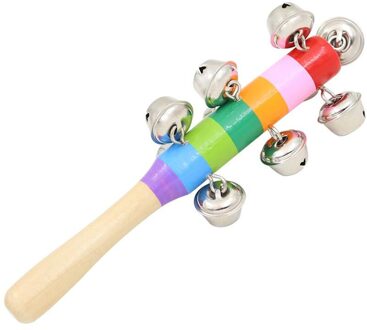 1pcs Kleurrijke Houten Jingle Stick Shaker Bel Metalen Tafelbel Orff-instrumenten Baby Rammelaars Willekeurige Kleur