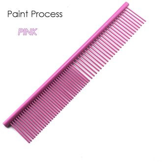 1pcs Kleurrijke Huisdier Kam Staal Verlies Hond Grooming Kam Haar Remover Kat Honden Borstel Katten Huisdieren acessorios Paint roze