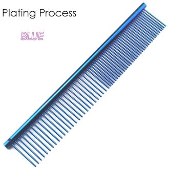 1pcs Kleurrijke Huisdier Kam Staal Verlies Hond Grooming Kam Haar Remover Kat Honden Borstel Katten Huisdieren acessorios Plating blauw
