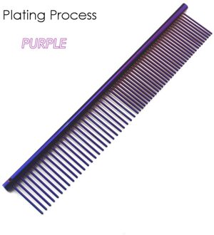 1pcs Kleurrijke Huisdier Kam Staal Verlies Hond Grooming Kam Haar Remover Kat Honden Borstel Katten Huisdieren acessorios Plating paars