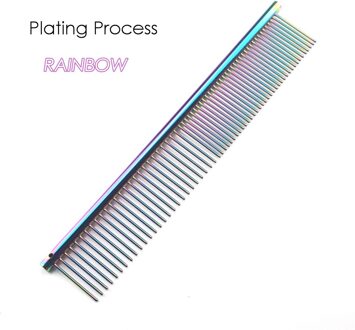 1pcs Kleurrijke Huisdier Kam Staal Verlies Hond Grooming Kam Haar Remover Kat Honden Borstel Katten Huisdieren acessorios Plating regenboog
