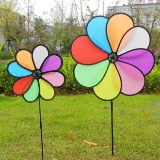 1Pcs Kleurrijke Regenboog Dazy Bloem Spinner Wind Windmolen Tuin Yard Outdoor Decor