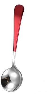 1Pcs Kleurrijke Thee Lepel Roestvrij Stalen Bestek Set Unieke Regenboog Dessert Lepel Goud Thee Lepels Kleine Koffie Lepel Scoop rood zilver