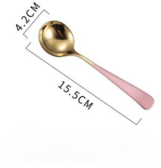 1Pcs Kleurrijke Thee Lepel Roestvrij Stalen Bestek Set Unieke Regenboog Dessert Lepel Goud Thee Lepels Kleine Koffie Lepel Scoop roze goud