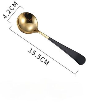 1Pcs Kleurrijke Thee Lepel Roestvrij Stalen Bestek Set Unieke Regenboog Dessert Lepel Goud Thee Lepels Kleine Koffie Lepel Scoop zwart goud